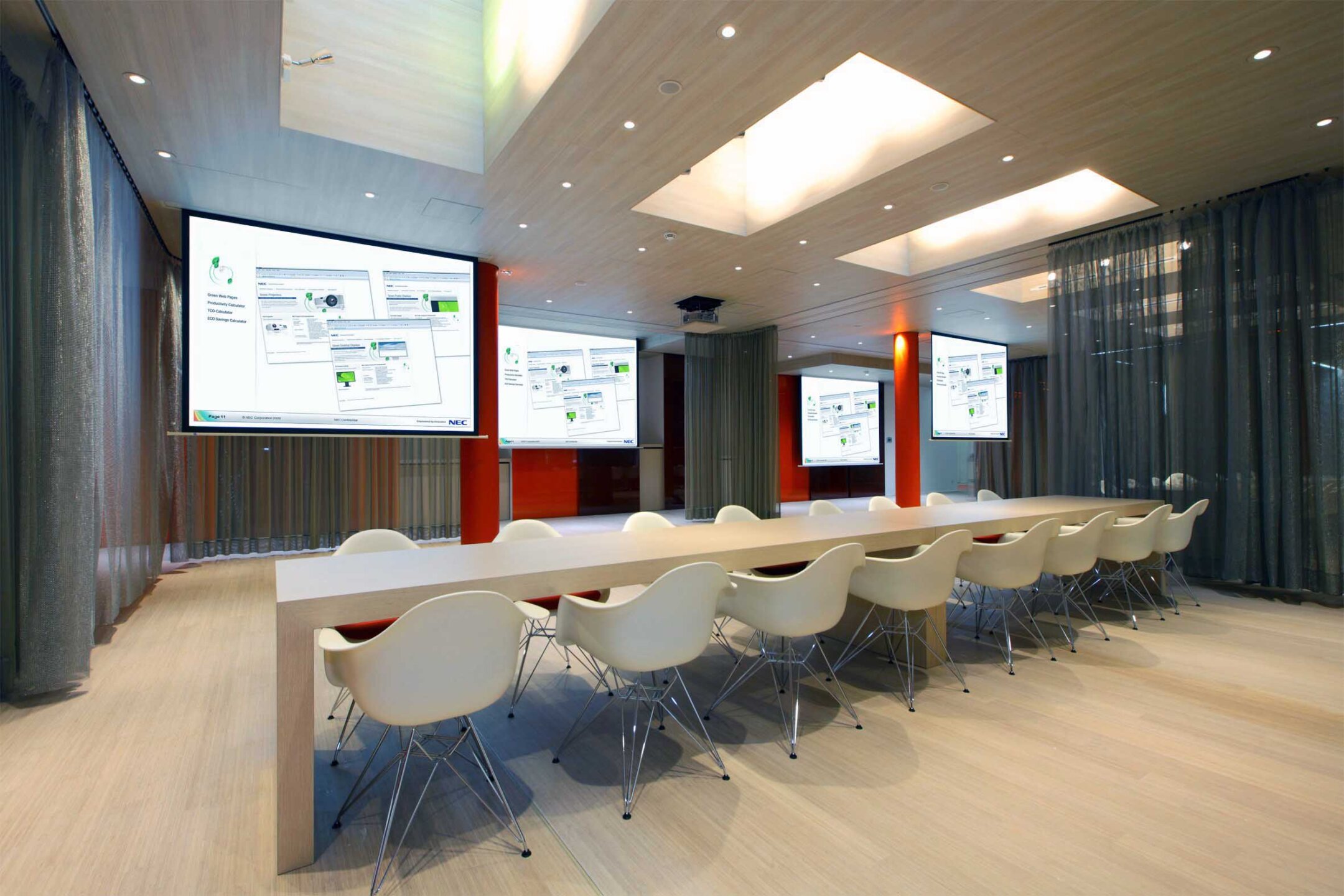 projektory NEC w sali konferencyjnej