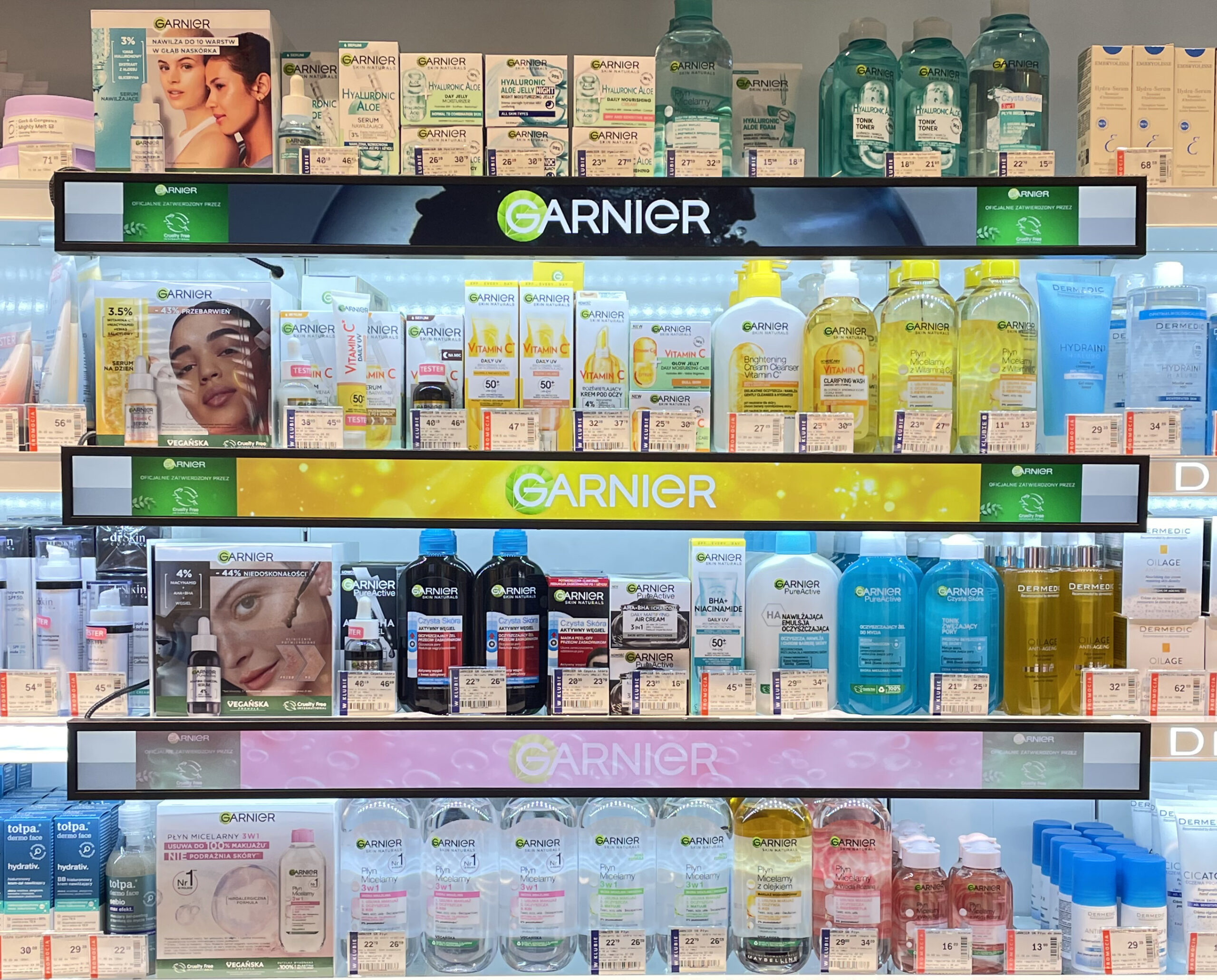 cenówki listwy LCD na pólki sklepowe