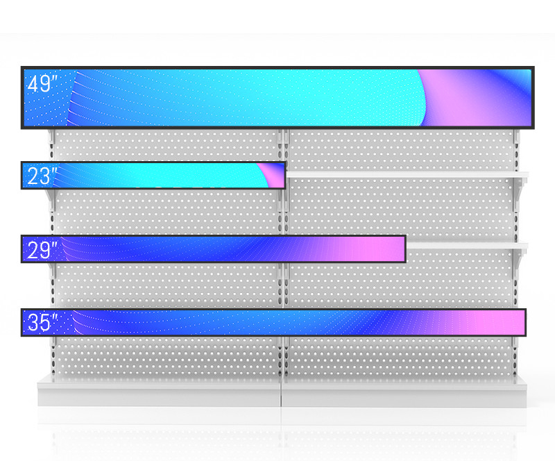 wyswietlacze LCD na polki sklepowe przykladowe rozmiary